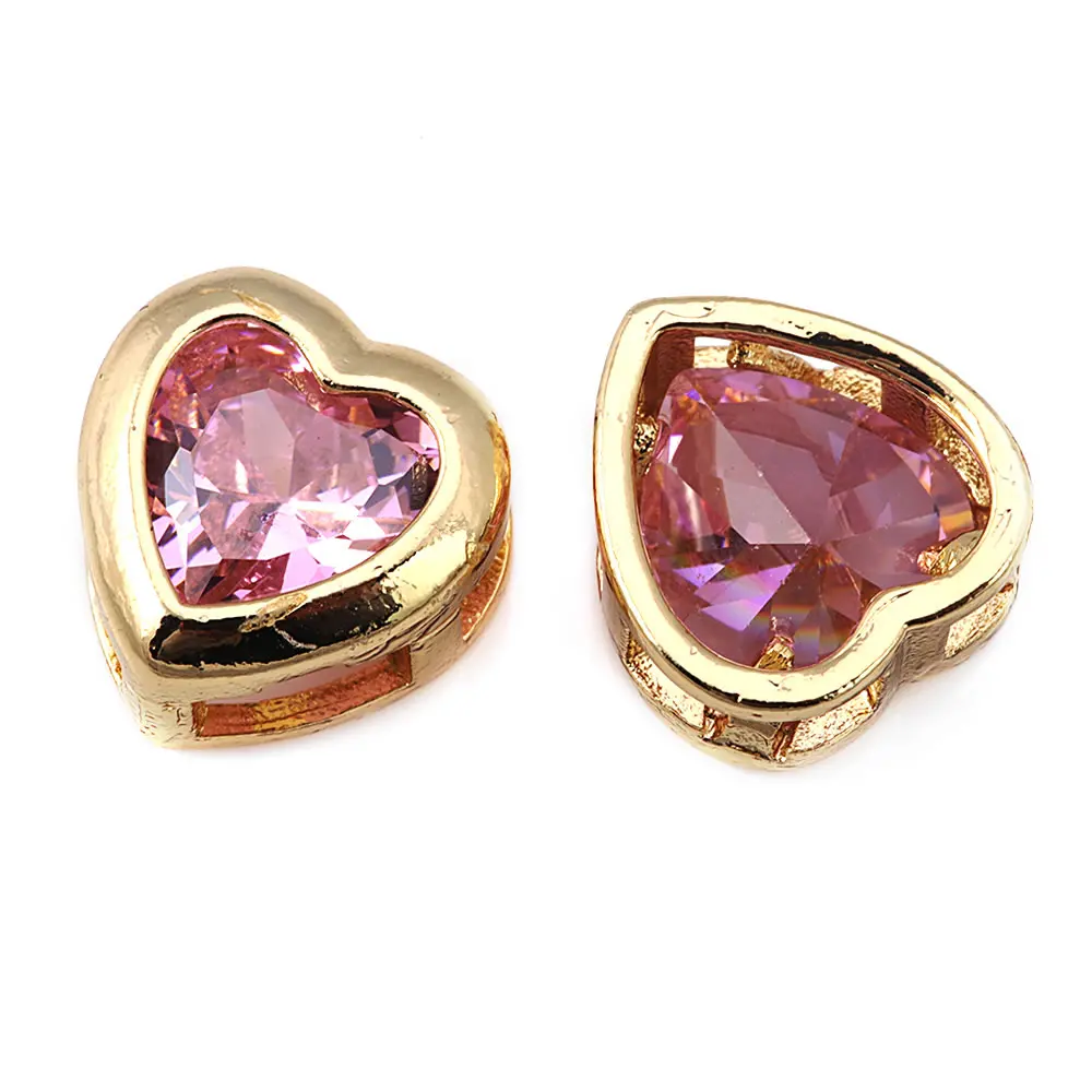 Pulsera de Abalorios de Brass de Oro 18K con Encantos de Corazón de Zirconia - details 18