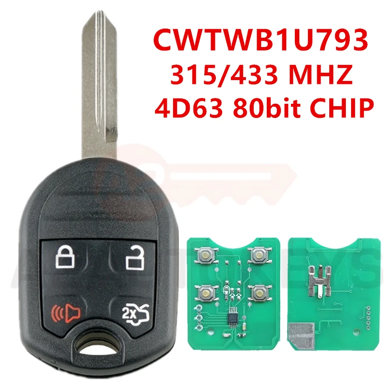 Ключ автомобильный A2AUTOKEYS CWTWB1U793, 4 кнопки, 315/433 МГц, 4D63