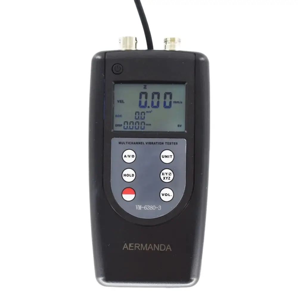 Digital Vibration Tester 3 Channels VM-6380-3 Vibrometer 0.01-400mm/s True RMS 5