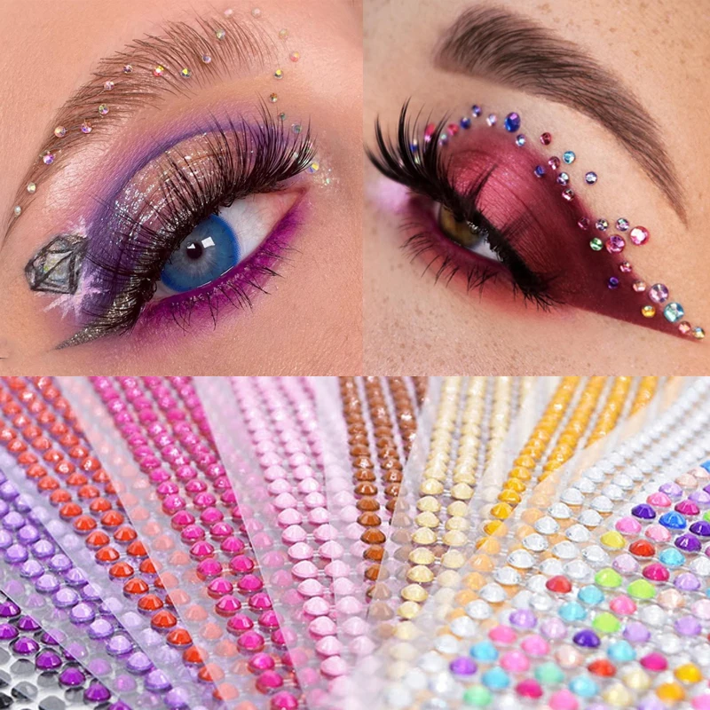 Exquisite Colorful Diamonds Y2k Style Stickers Self Adhesive Crystal  Diamond DIY Kpop Eyes Face Body Makeup Rhinestones YZL1 - AliExpress