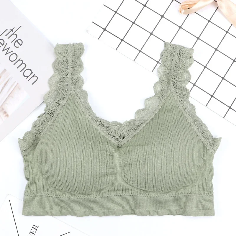 Women Bra New Seamless Lace Bra Back Wrapped Chest No Steel Ring Thread Net Red Sports Underwear