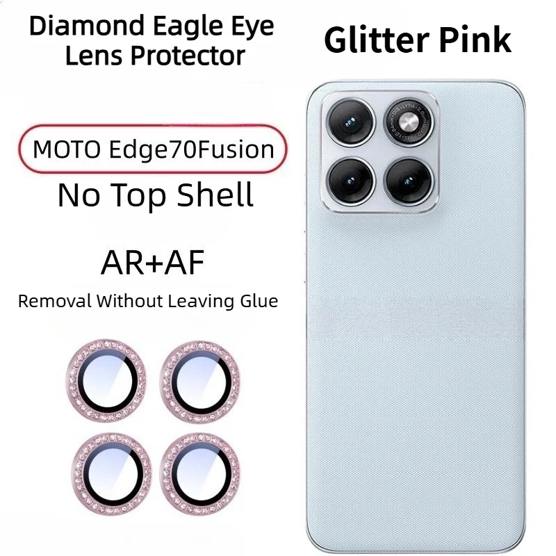 Luxury Diamond Glitter HD Glass Lens Protector with Metal Ring