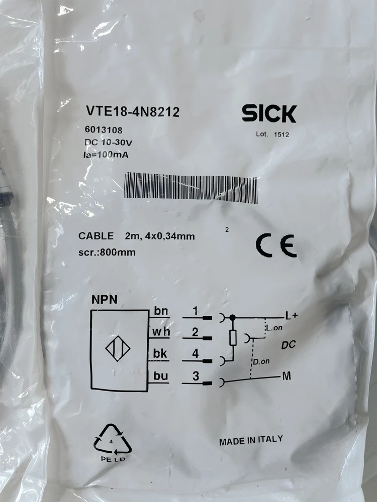 

Brand New Original German SICK Diffuse Reflective Photoelectric Switch VTE18-4N8212, Item Number 6013108