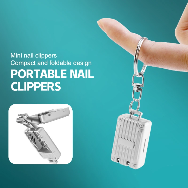 Luggage Keychain Foldable Nail Cutter Stainless Steel Nail Clippers Rotary Toenail Fingernail Manicure Trimmer