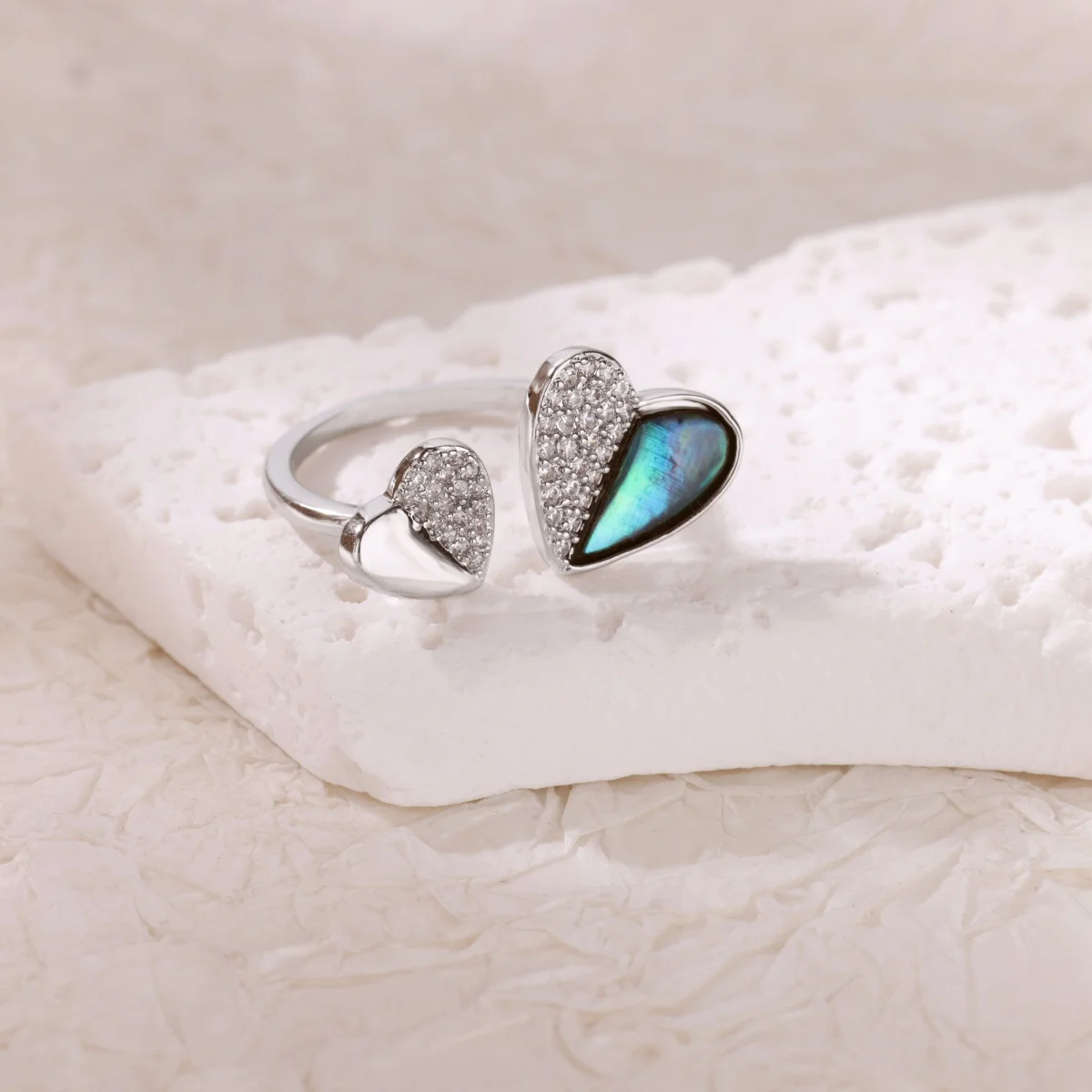 Zircon Heart Open Rings For Women