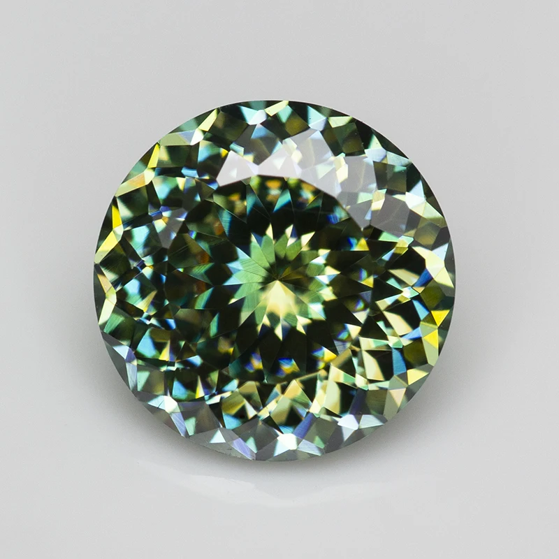 결코 페이드 라이트 그린 100 페이스 컷 모이사나이트 스톤 GRA 인증서 1.0ct 6.5mm VVS1 랩 다이아몬드 포지티브 패스 테스터