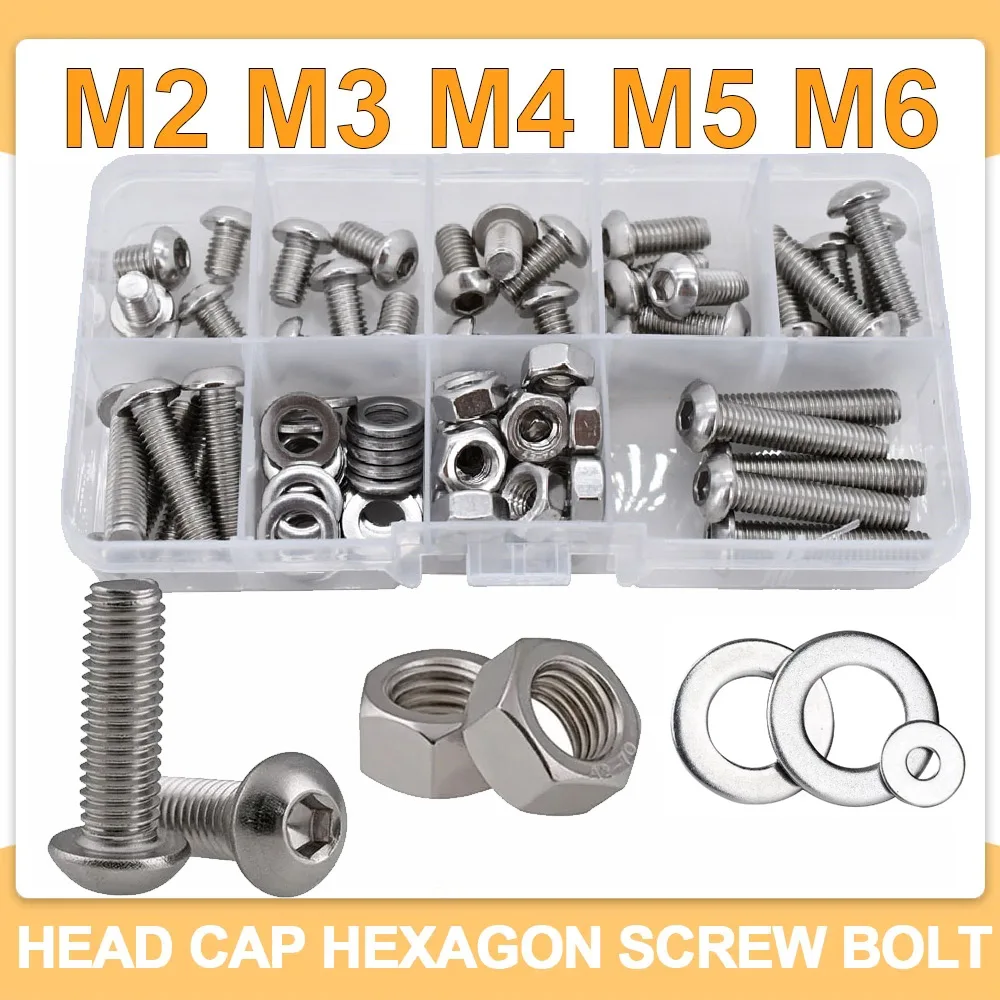 M2 M3 M4 M5 M6 304 Stainless Steel Hex Button Socket Head Cap Screw
