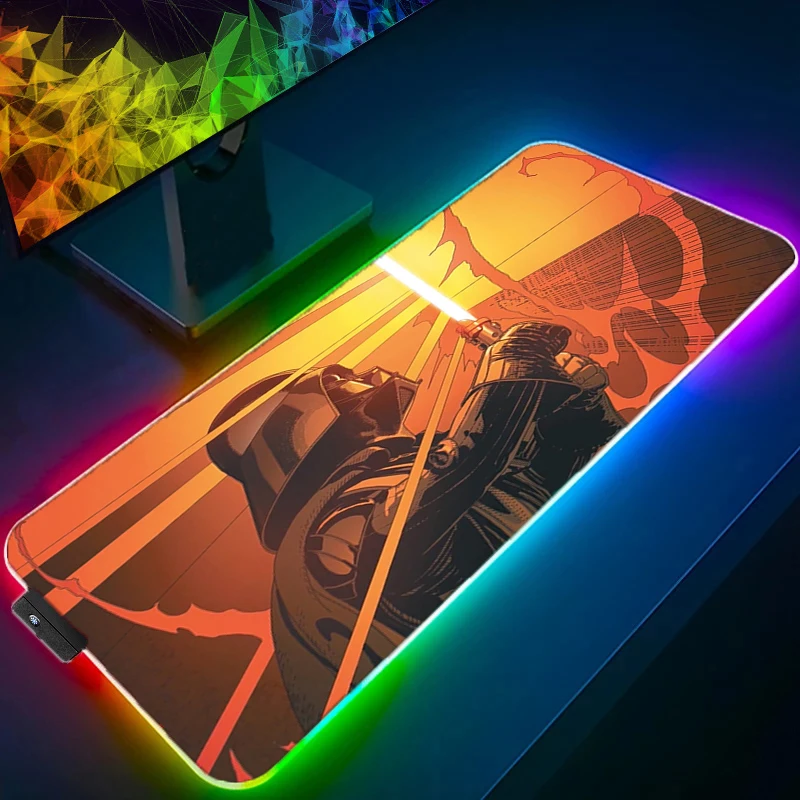 

Darth Vader Star Wars RGB Gaming Mouse Pad Anti-skid Laptop Rug Office Accessories Cool Desk Mat Mousepad Luminous Game Mats