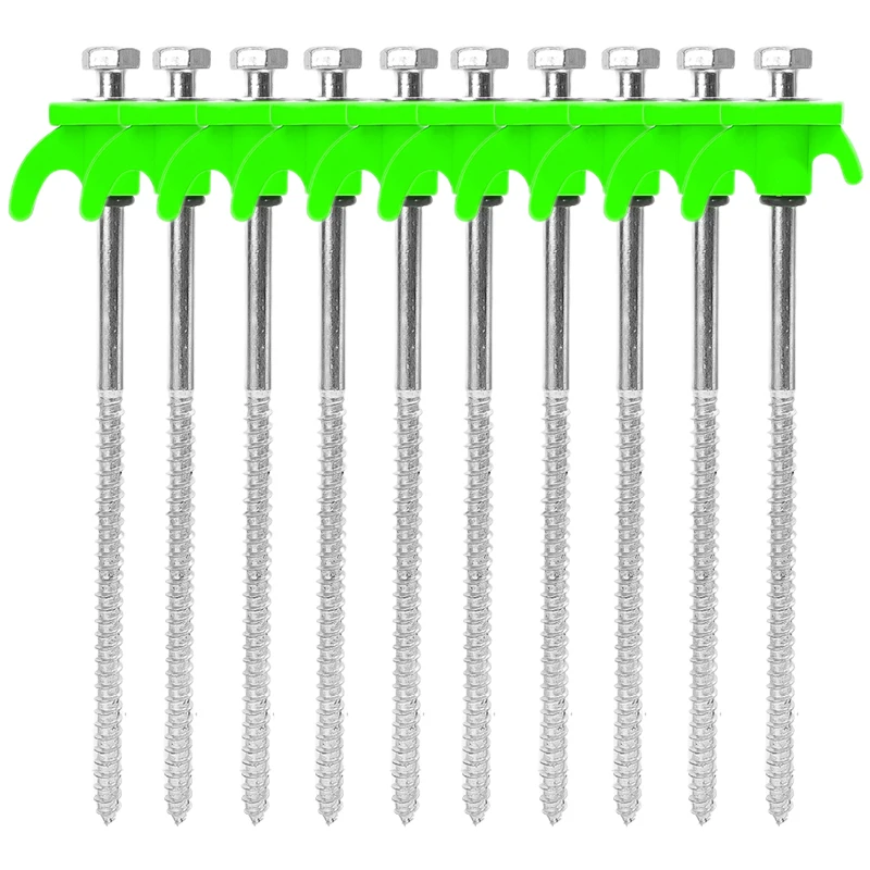 Heavy Duty Metal Spiral Ground Anchors - Set of 10 Camping Tent Stakes with Hex Socket