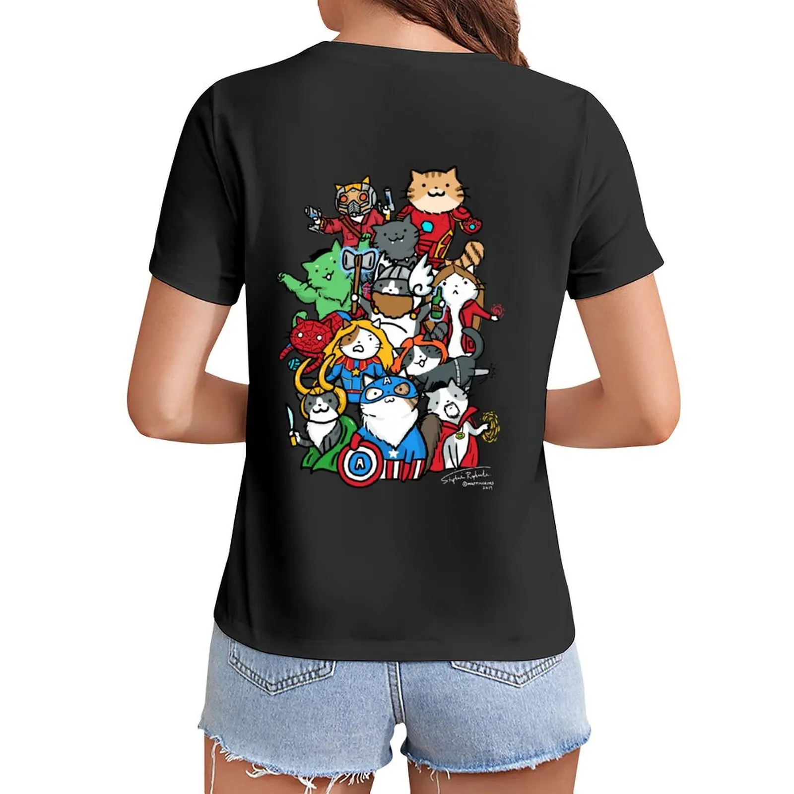 

Catvengers T-Shirt lady clothes animal prinfor Female clothing T-shirts for Women