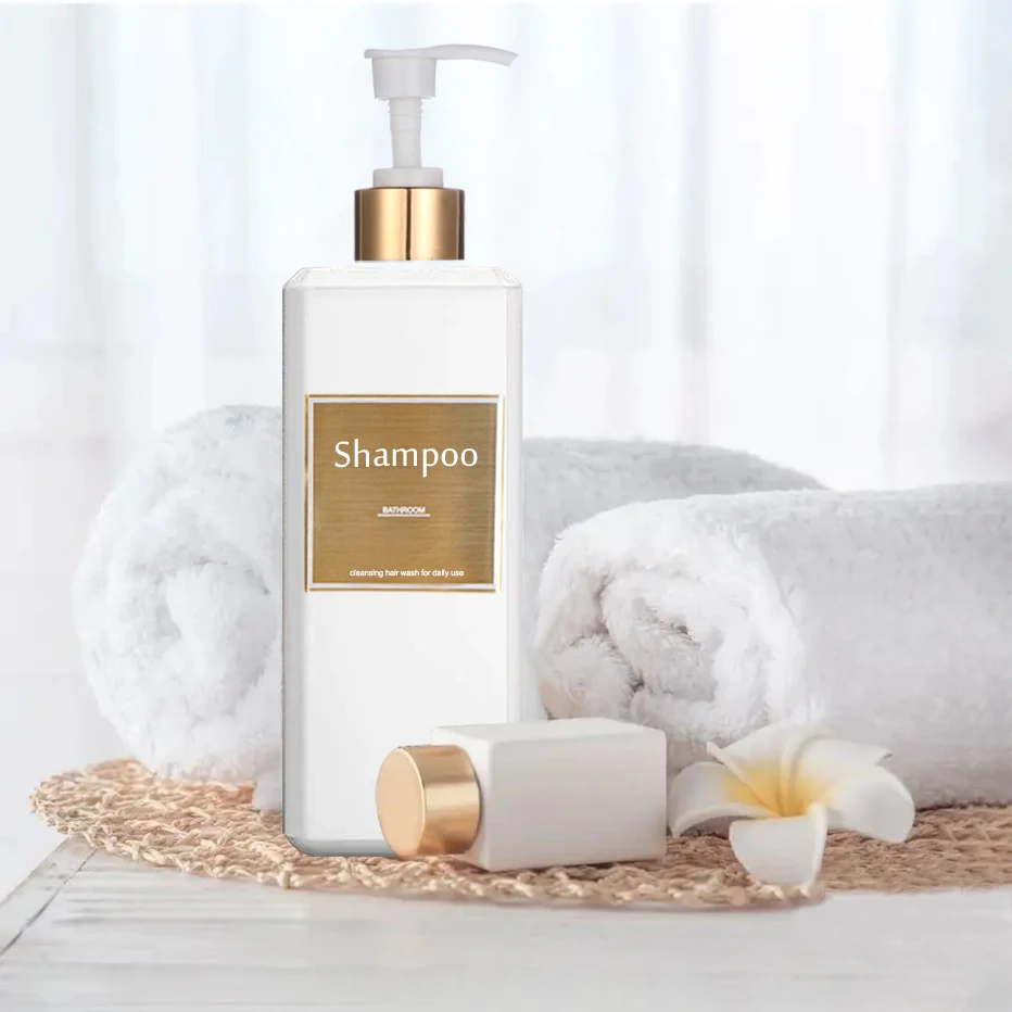500ml Shampoo Spender Press Pump Flasche mit Gold wasserdichten Etiketten Bad Shampoo Conditioner Körper wasch flaschen