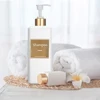 500ml/16.9oz Shampoo Dispenser Press Pump Bottle with Gold Waterproof Labels Bathroom Shampoo Conditioner Body Wash Bottles 4