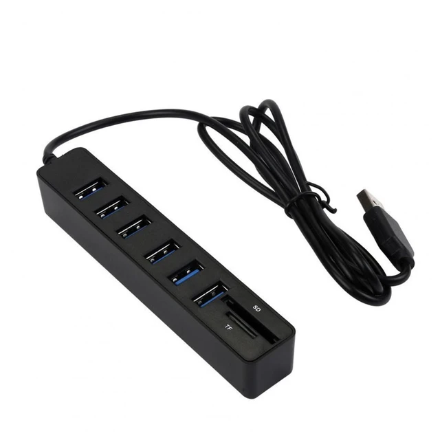 Practical USB Adapter Station ABS High Speed USB Splitter with Long Cable  Black Data Hub for