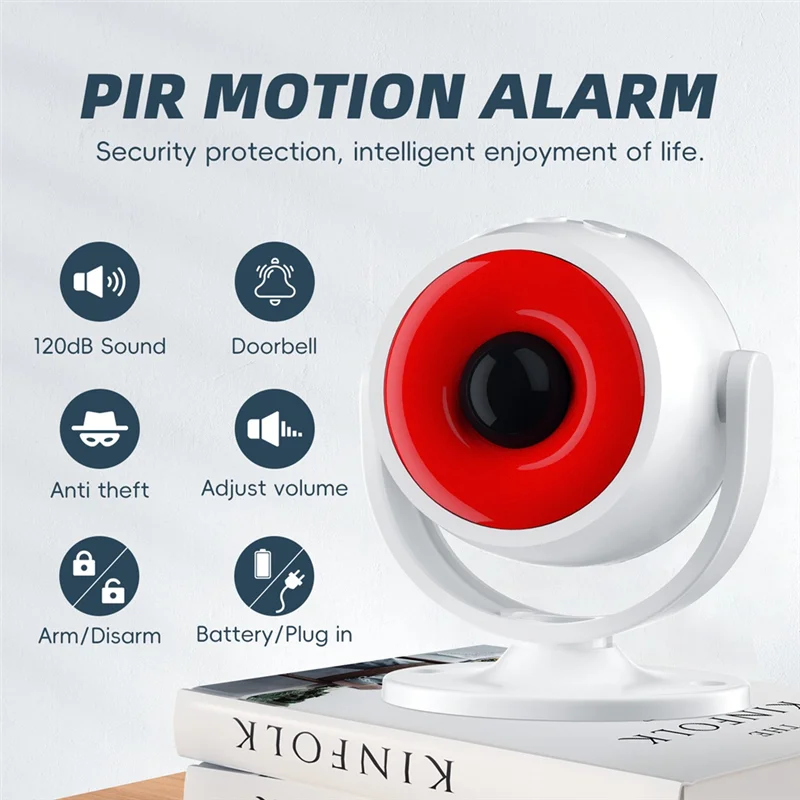 ABDE-Tuya Wifi Sound And Light Infrared Alarm Human Body Induction Detector Anti-Theft Alarm Infrared Detector Remote Control