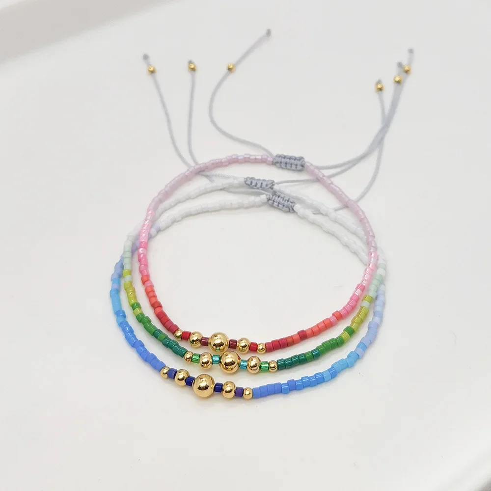 

Браслет с бусинами, цвет оригинальности, простой ручной вязки, богемный Регулируемый сращивающийся браслет