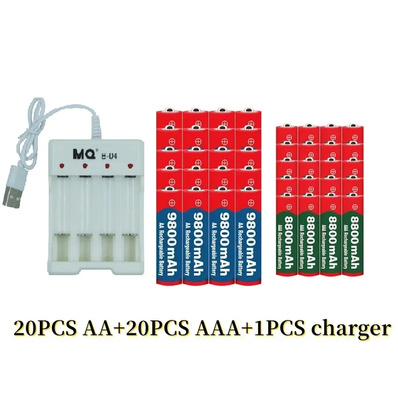 Фото Новинка, перезаряжаемый никель-водородный аккумулятор 1,5 в AA9800mAh + AAA8800mAh + USBcharger 1,5 V, используется для электронных игрушек, батарей для камеры №3