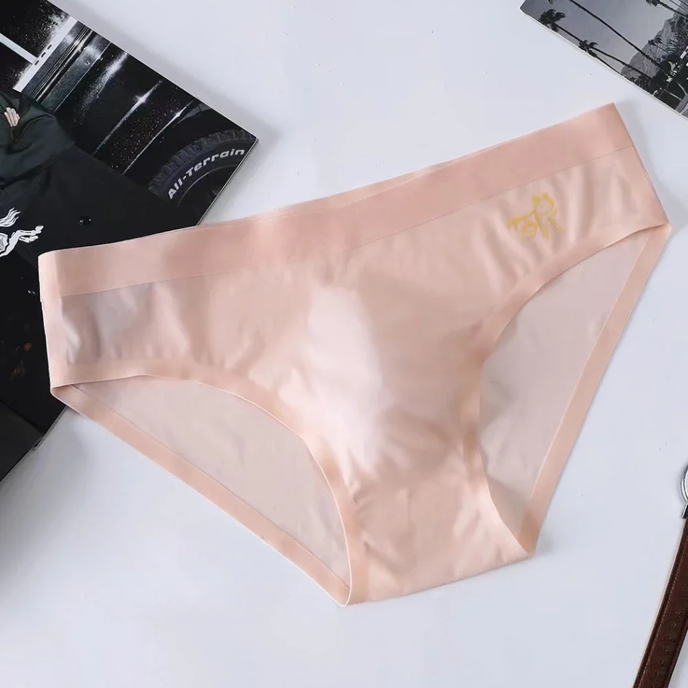 Description Picture 5 of itemSummer Men's Ice Silk Briefs Seamless Quick-dry Underwear for Men Daily Underwear Middle Waist Solid Sexy U Convex Pouch Panties