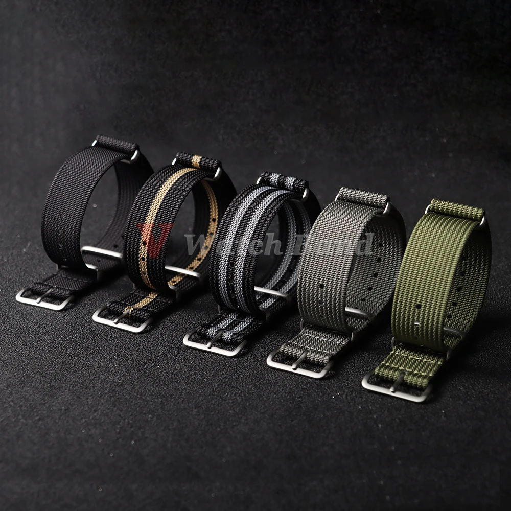 Nylon Military Casual Watch Strap in Brown and Green