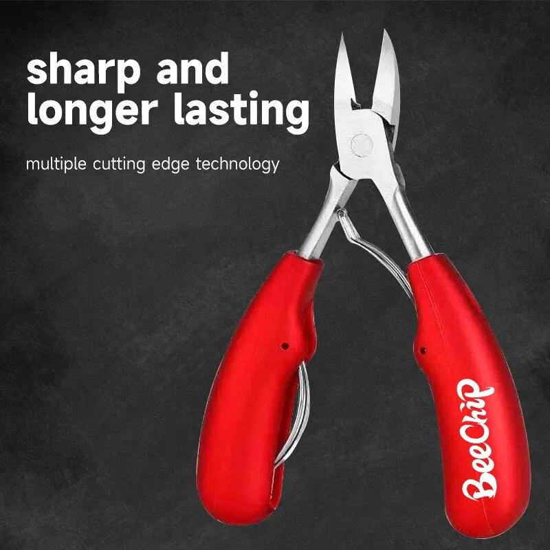 Nail Clipper Stainless Steel Nail Groove Pliers Bent Nose Plier Dead Skin Clipper Rubber Handle Onychomycosis Ingrowing