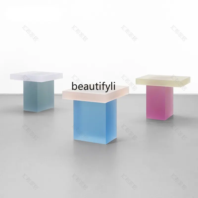 

yj Acrylic Stool Frosted Color Art Villa Side Table High-End Low Pier