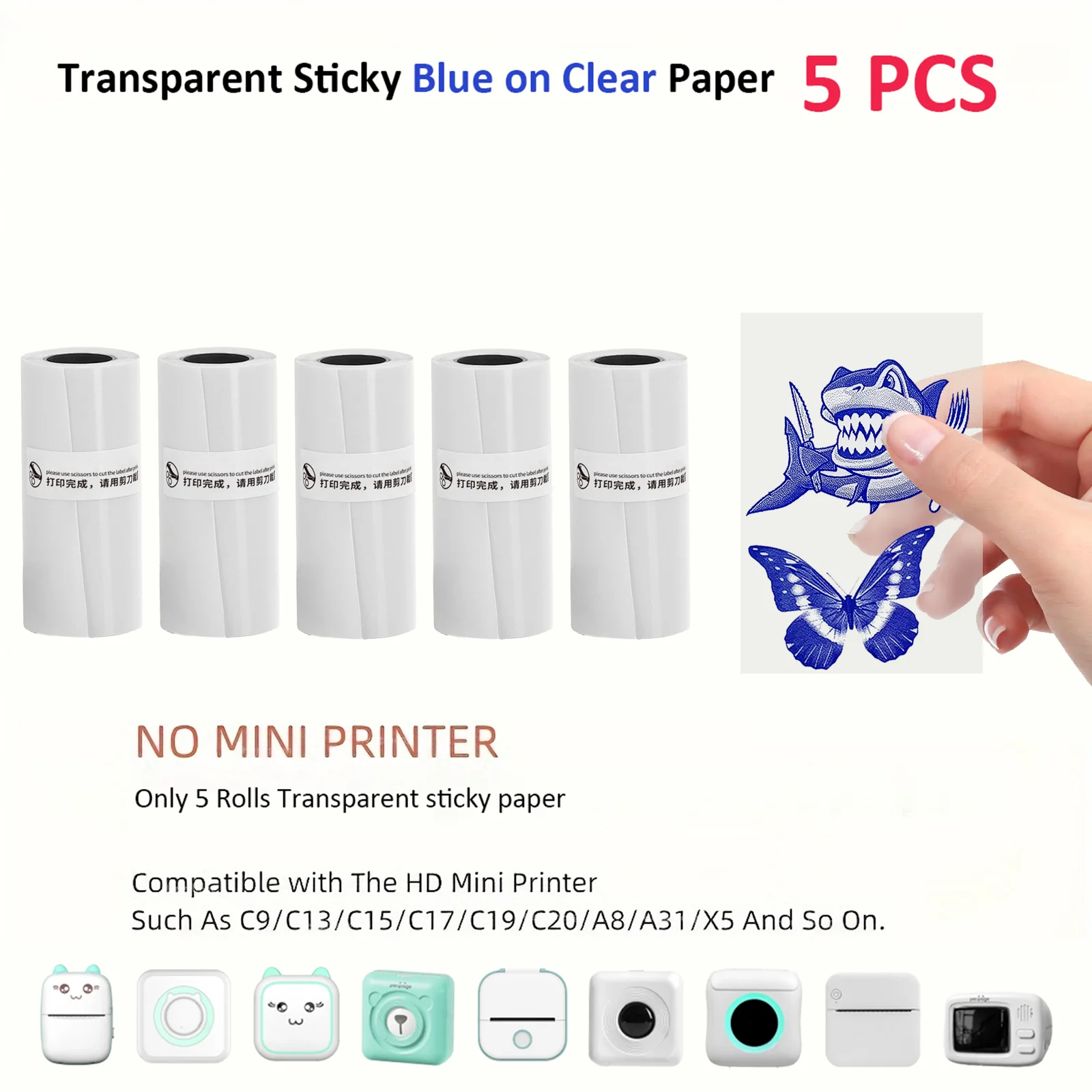 5Rolls Blue On Clear