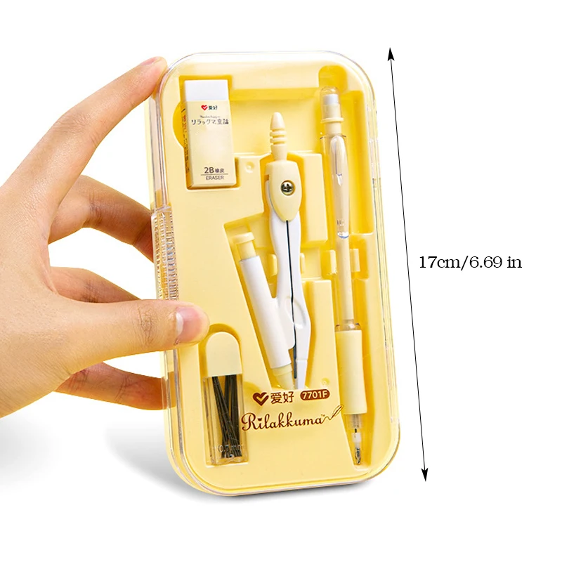 8 In1 Drawing Ruler Compass Set,With Ruler Protractor Compass Eraser Refill & Storage Box,Math For Students Stationery Accessori