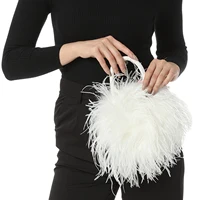 Fluffy Handbag for Women Real Natural Ostrich Feather Mini Bag Furry Romantic Party Concern Dinner Wedding Bride Fashion 1