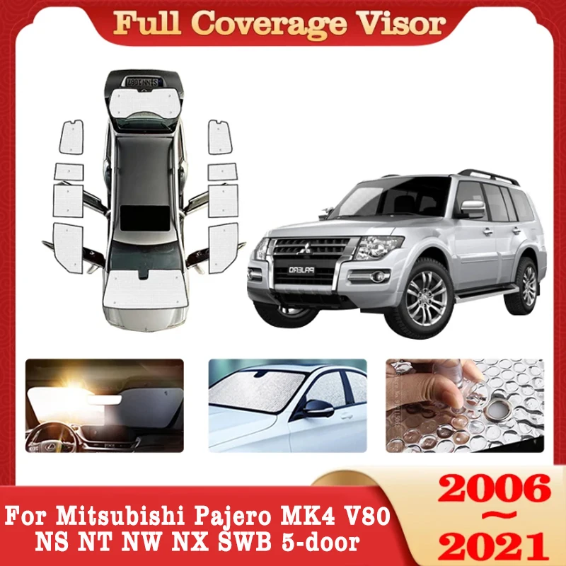 

Full Cover Sunshade For Mitsubishi Pajero MK4 V80 NS NT NW NX SWB 5-door 2006~2021 Windshields Side Window Visor Car Accessories