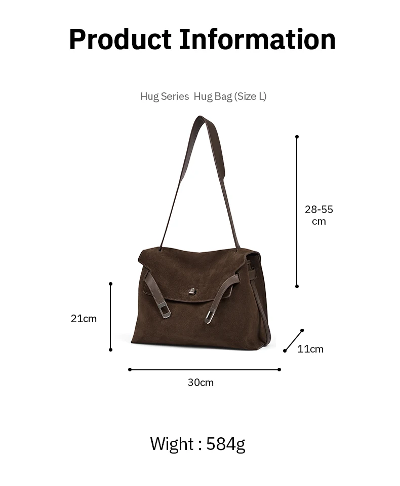 Split leather tote, logo detail