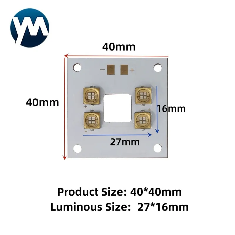 40W UV LED Module 365nm 385nm 395nm 405nm Drying Offset Ink Printing Ultraviolet Curing Light Source 6565 10W Chips