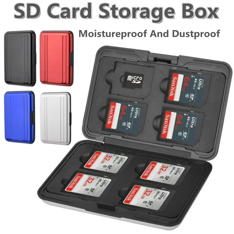 Memory Card Case SD Card Holder 12 Slots Waterproof Soft Foam Interior Storage Box With Lanyard