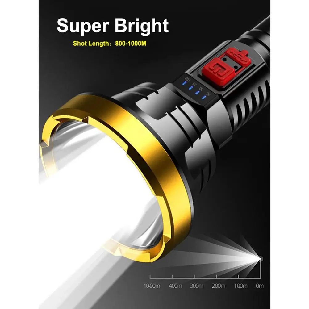 Outdoor LED Flashlight 100000lm Rechargeable Waterproof High Power 1000m Long Range Camping