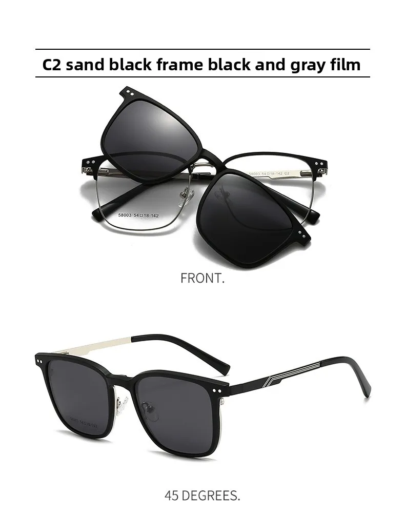 3-in-1-Brille mit Magnetärmeln, hohes Aussehen, vielseitiger Myopie-Brillenrahmen, polarisierte Zwei-in-Eins-Fahrsonnenbrille – Detail 18