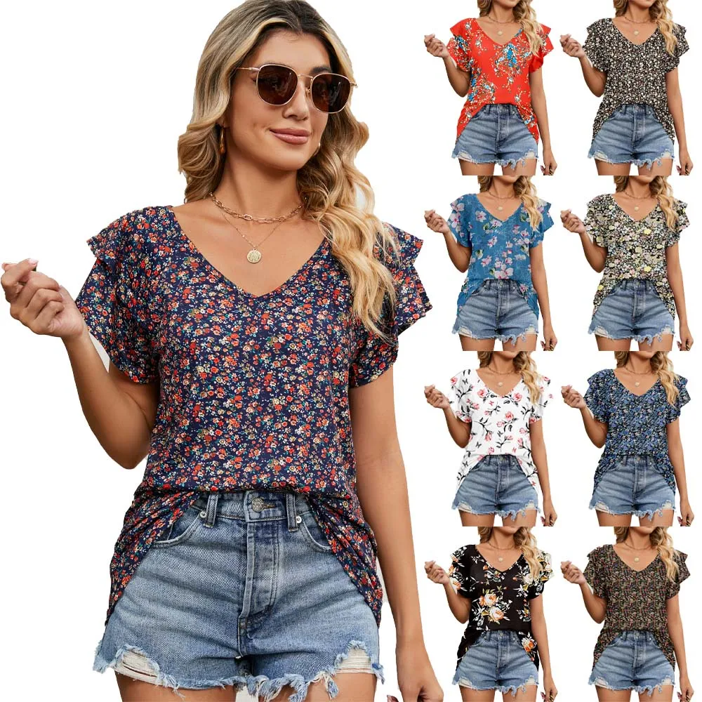 camiseta-holgada-de-manga-corta-con-volantes-dobles-para-mujer-top-estampado-con-cuello-en-v-novedad-de-verano-2023