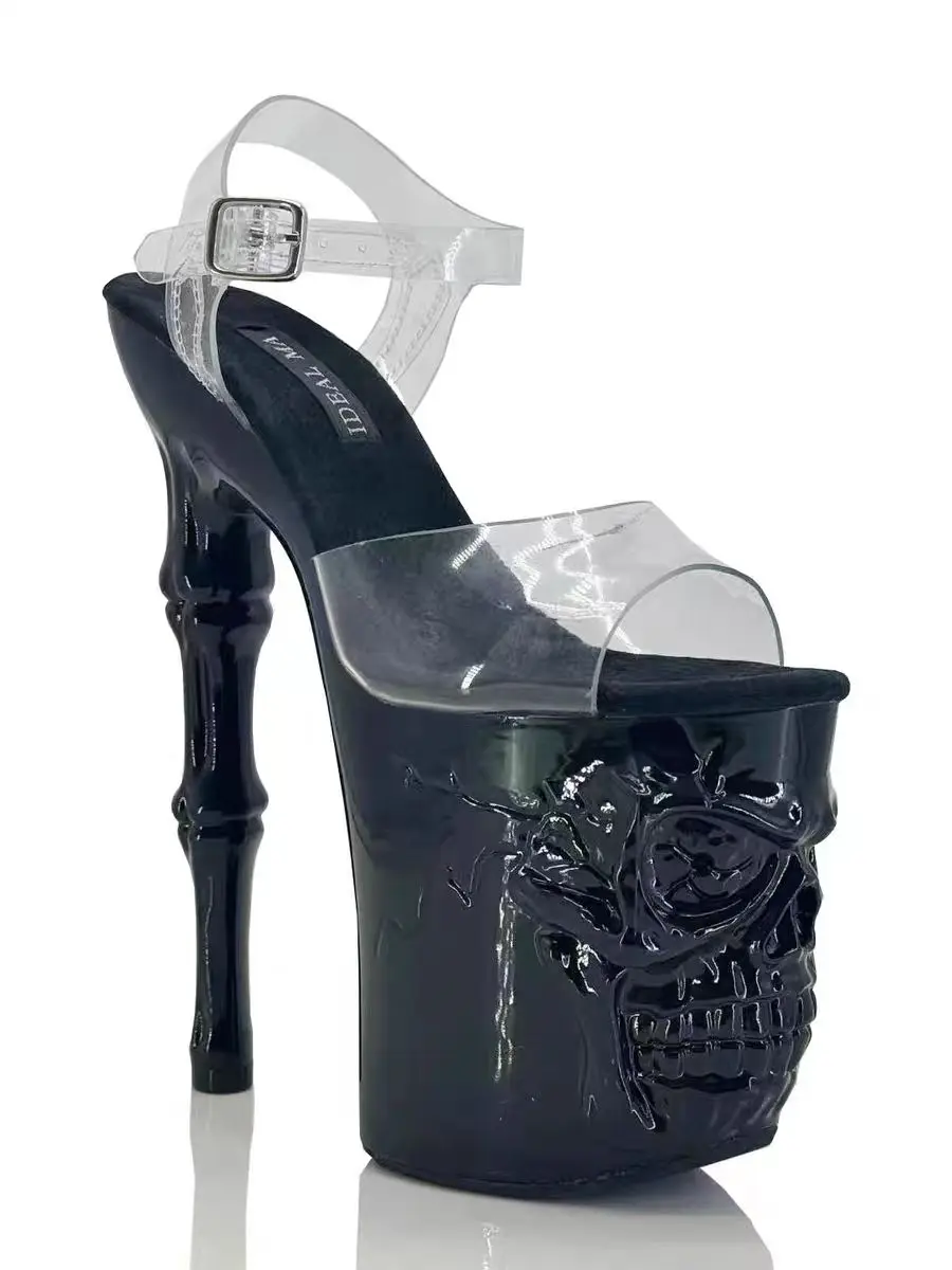 IDEAL MA 20cm Steel Pipe Dance High Heels Skull Sole Stage Model Walk Show Sandals Performance High Heels 2