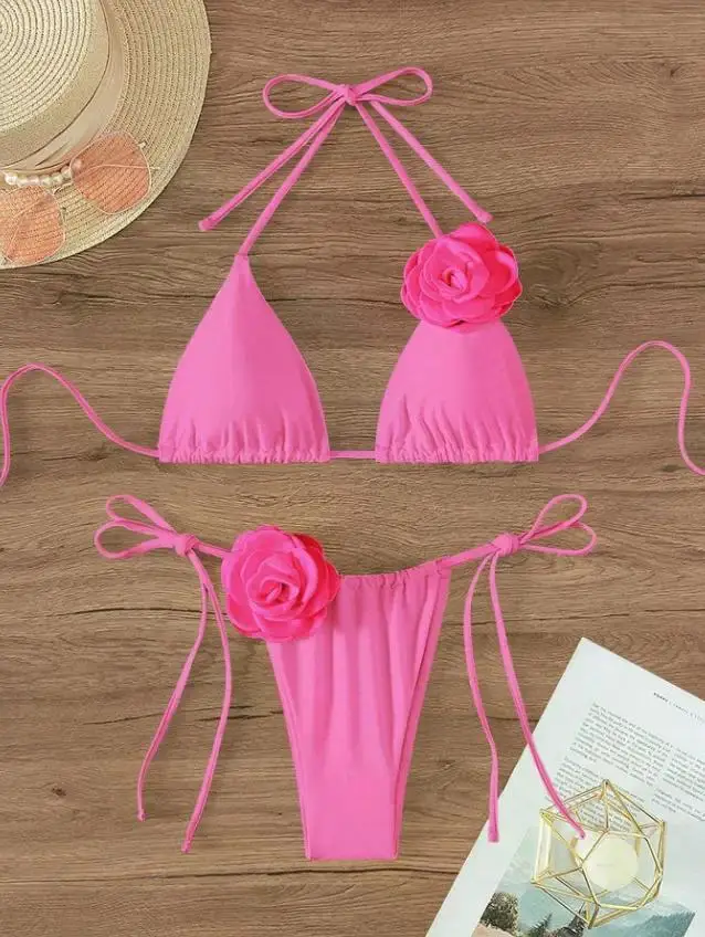 Sexy Bikini with 3D Flowers - Colors and design