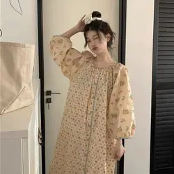 2024 New Fashion Women's Spring Autumn Korean Nightgowns Girls Sweet Loose Comfortable Night Dress Youth Leisure Sleepshirts