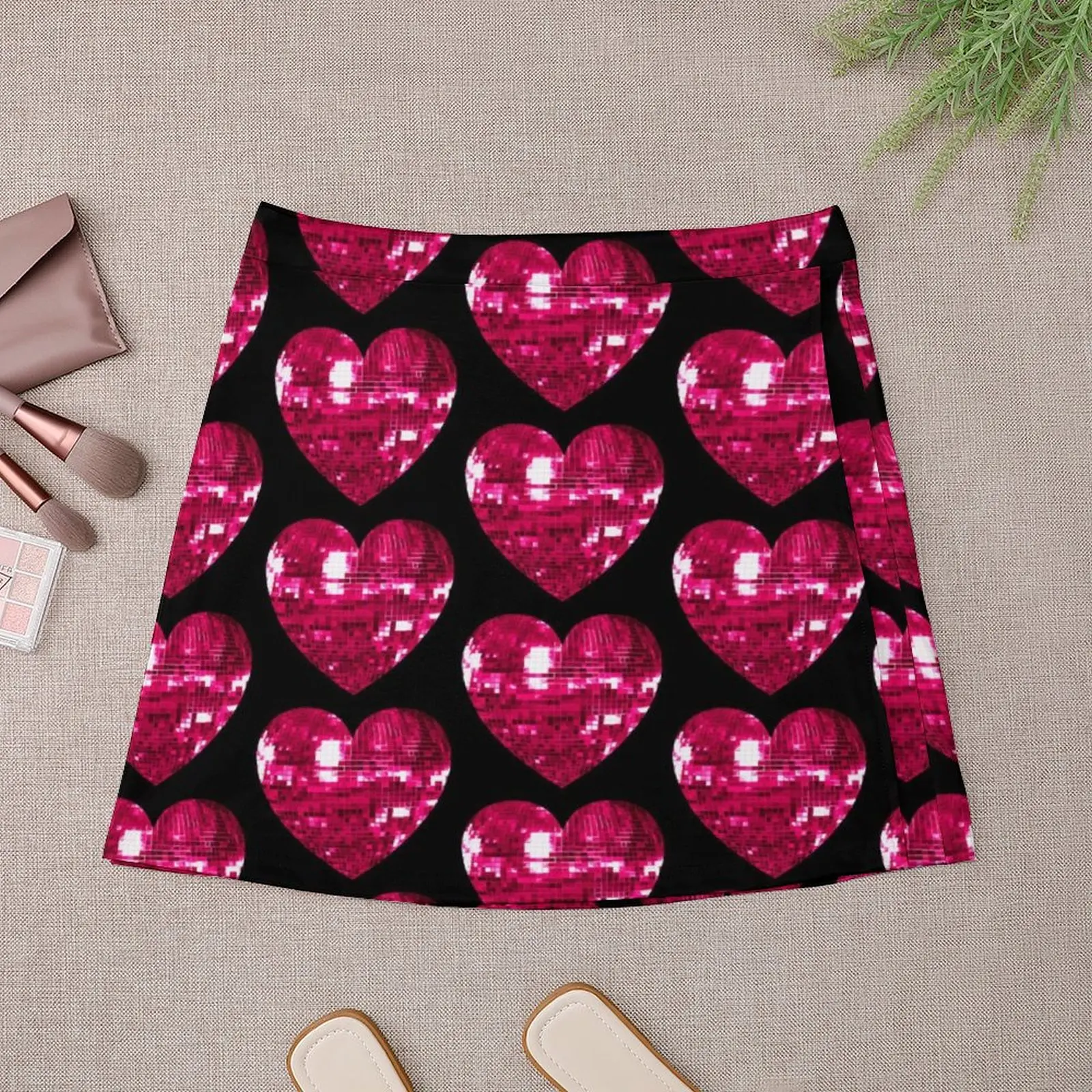 Pink Disco Ball Heart Mini Skirt new in external clothes dresses for prom Women skirts