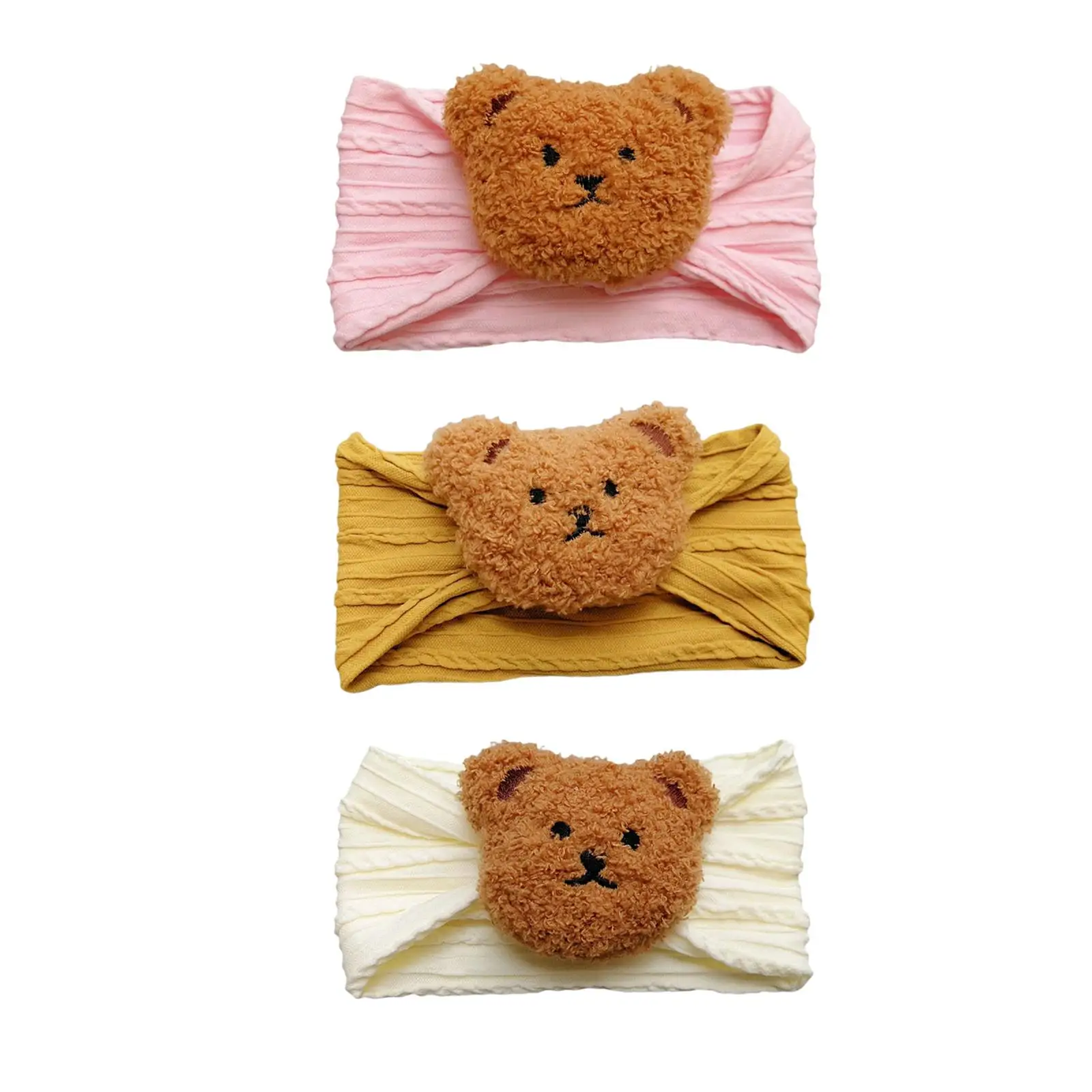 

Baby Headband Soft Stretchy Hair Band Cute Headwear Headwrap Wide Headbands with Bear Decor Hair Accessories Photography Props