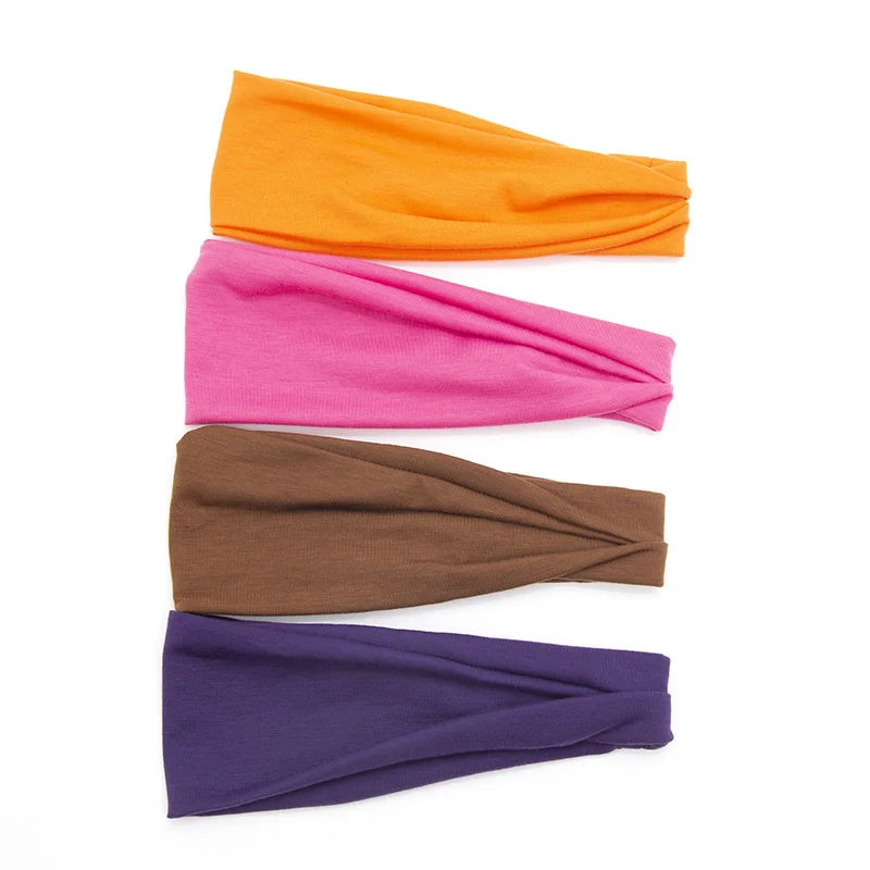 Sports Headbands Women Solid Color Elastic Hair Bands Yoga Headband Fashion Turban Makeup Hair Hoop Vintag Knotted Headwrap Accessories
