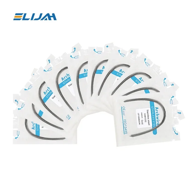 Denspay Dental Stainless Steel Archwires For Dental Orthodontics Archwires Round/Rectangular 10PCS Teeth Braces Brackets 2