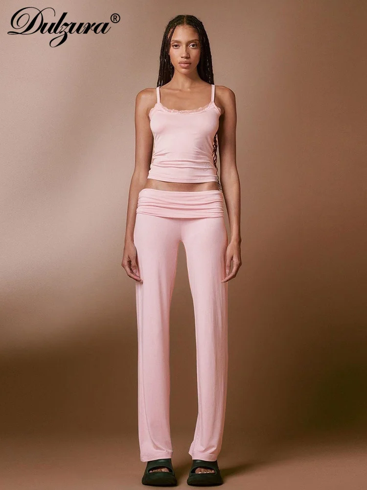

Dulzura Straight Wide Leg Pants Ruched Solid 2024 Sexy Streetwear Vocation Casual Birthday Party Wholesale Drop Shipping
