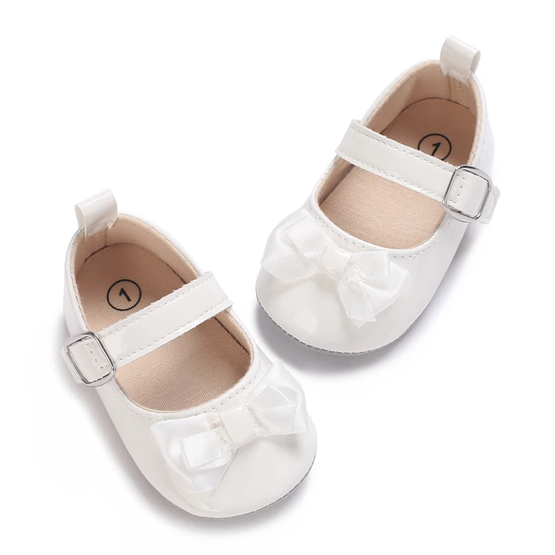 0-18 Months White Neonatal Soft Sole Girl Baby Upper PU Non Slip Rubber Sole Cute Princess Shoes Baby Walking Shoes 4