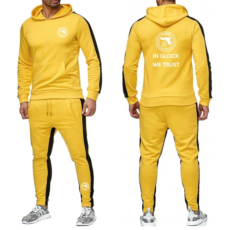 2023 Glock American logo men's hooded sportswear set 2 sweaters+sweatpants Homme leisure jogging sportswear jacket
