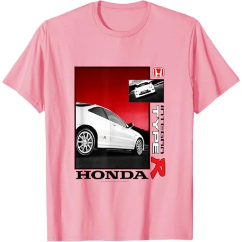 혼다 남성 및 여성 티셔츠 레이싱 오토바이 문화 셔츠 여름 빈티지 Integra Type R 레이싱 포스터 반팔