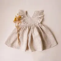 Baby Girl Dress For 1-5 Years old Linen Cotton Toddler Girl Clothes For Summer 1