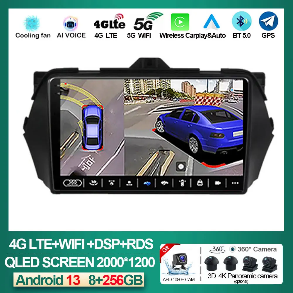 

9" Android 13 Navigation GPS Multimedia Car Radio Player For Suzuki Alivio 2015 2016 2017 2018 2019 Head Unit Stereo Carplay