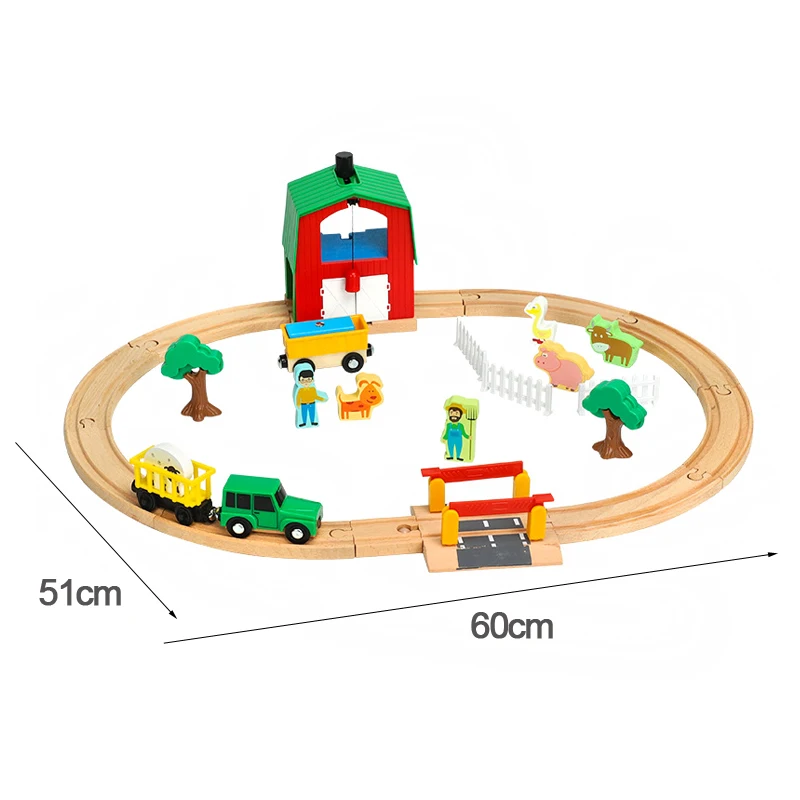 

New Style GiftTrack Set Toys Train Farm Transport Kids Children Car 1:64 Wood Combination Compatible With Train Tracks Pd08