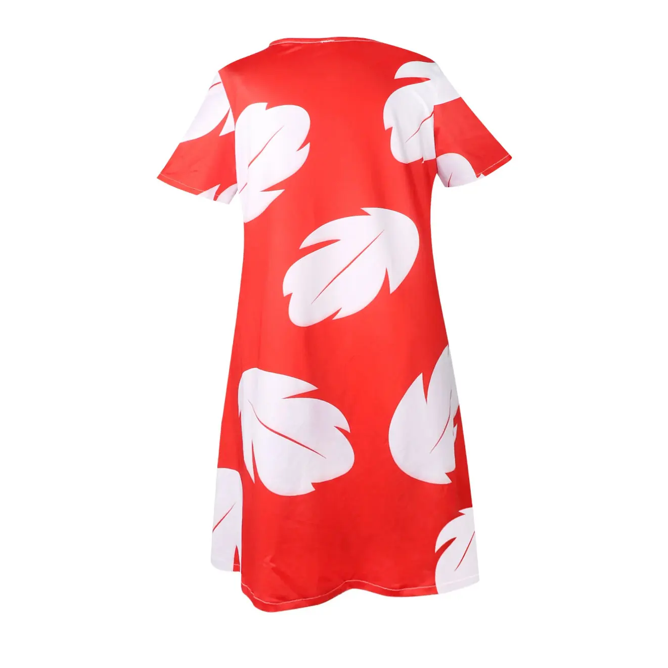 Girls Disney Stitch&Lilo Role Play Dress Hawaii Children Red Frock Featured with White Feather Print Ohana Spirit Ployester Gown S6c6d0861e1d84fdc8b6c8f73a9160317L