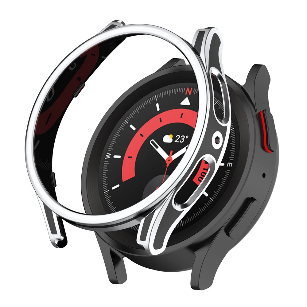 Hülle für Samsung Galaxy Watch 5 40 mm 44 mm PC Bumper Displayschutzfolie Galaxy Watch 5 Pro 45 mm Rundumschale für Galaxy Watch_voghion.com